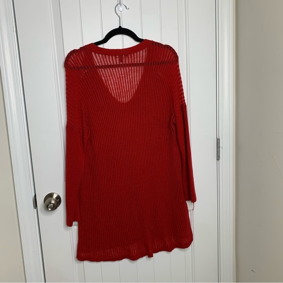 Eileen Fisher red merino wool sweater tunic size medium holiday quiet luxury - Picture 2 of 4